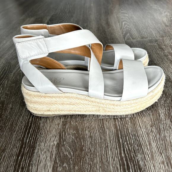 GUC Franco Sarto Tabatha Gray Espadrille Platform Wedge Sandal Size 7.5 Summer - Picture 4 of 9